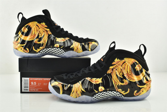 Nike Air Foamposite 1 One Supreme SP Black Metallic Gold 652792-001